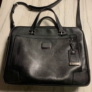 Astor Ansonia Leather Briefcase, Black